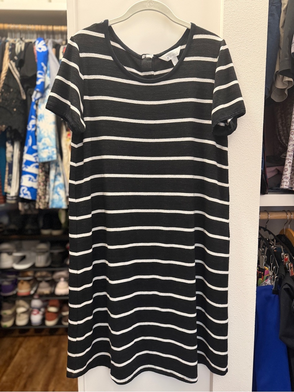 Market & Spruce Stitch Fix Black White Striped T-Shirt Dress Size L